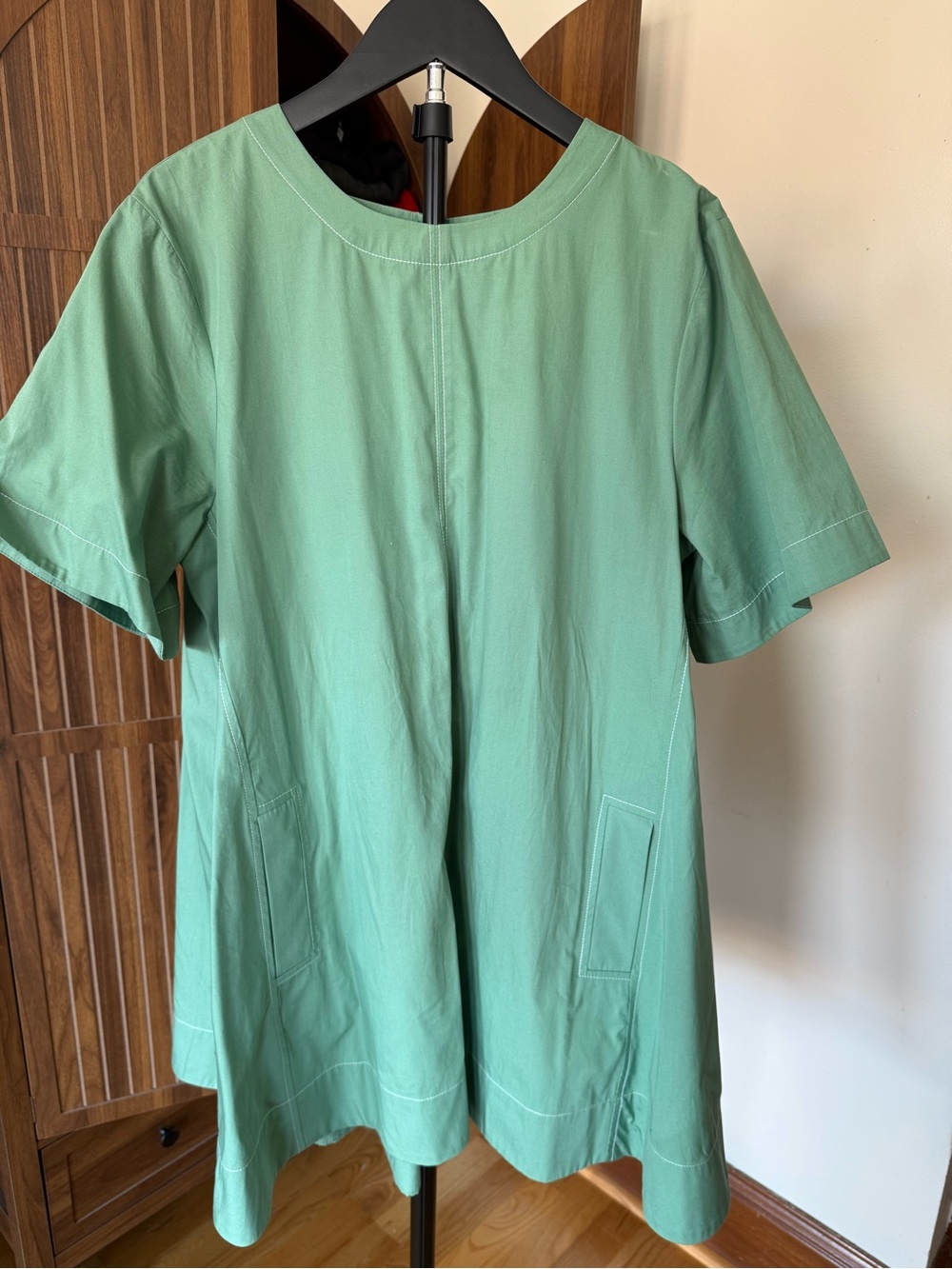 AnthropologyThe Emmy Short-Sleeve Swing Mini Dress by Maeve Mint Green Dress